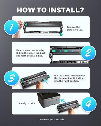 INK4U DR248CL Trommel (4er-Pack, Extra Hoch) kompatibel für Brother DR-248CL Trommeleinheit für TN248 XL Toner TN248XL für MFC-L3740CDW Toner MFC-L3760CDW DCP-L3560CDW L3520CDW HL-L3240CDW HL-L3220CWE