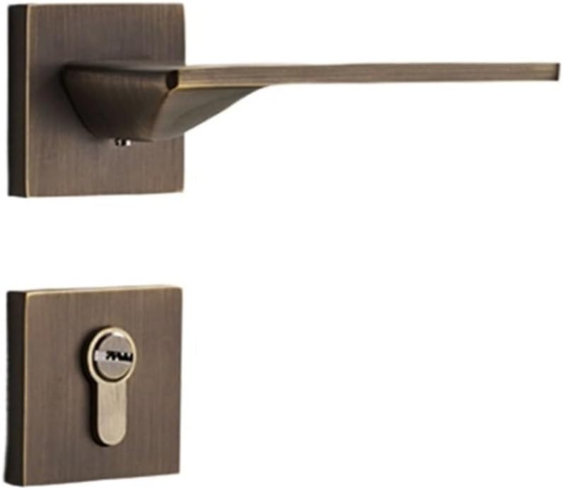 Pure Copper Door Lock Indoor Wooden Door Light Luxury All Copper Solid Simple Handle Copper Color Home Bedroom Bathroom Door Lock(Coffee Paleo 948 A)