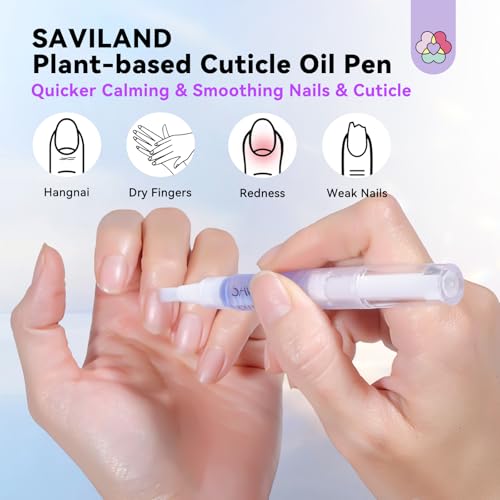 SAVILAND Soothing Cuticle Oil Pen: 6Pcs Plant-Based Nail Oil with Aloes Vitamin E Nail Strengthener Refreshing Nail Growth Serum Cuticle Softener for Moisturizing Repairing Dryness Redness Peeling - Image 3