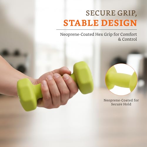 Image of Amazon Brand - Solimo Neoprene Dumbbell 3 Kg, Set of 2 (Green)