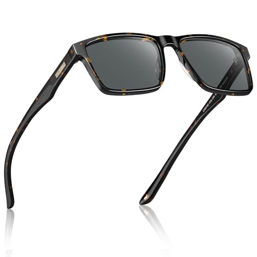 Image of CARFIA Retro Acetate Mens Sunglasses Polarized Classic Square Sun Glasses CA62162