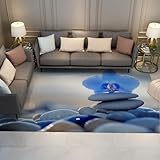 UERWOWELL Meditación 60x120cm Alfombras Cocina Orquídea Azul y Piedras...