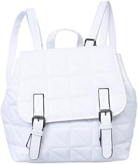 جينوين شنطة ظهر جلدية مع حزامين اماميين عصرية وعصرية بلون ابيض