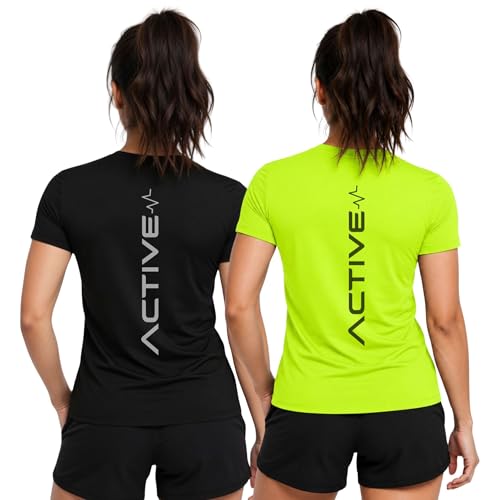 Image of 3Colors Women's Active Dry Fit Sports Active T-Shirt | Quick Dry Gym Workout Tee | Athletic Running Training Top-Active Signal