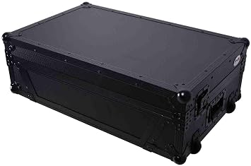 ProX XS-FLX102UWLTBLLED Flight Style Road Case For Pioneer DDJ-FLX10 or DDJ-GRV6 DJ Controller with Laptop Shelf 2U Rack Space Wheels LED - Black Finish
