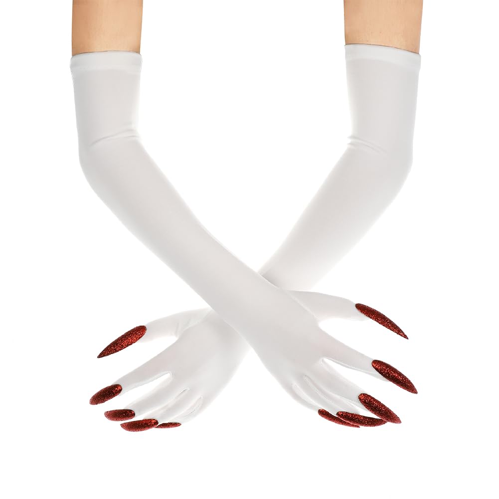 Halloween Animal Claw Gloves with Long Nails Werewolf Wolf Fox Cat Dinosaur Paw Fingernails Gloves Ghost Devil Witch Mittens Halloween Carnival Cosplay Party Fancy Dress Handwear for Adults