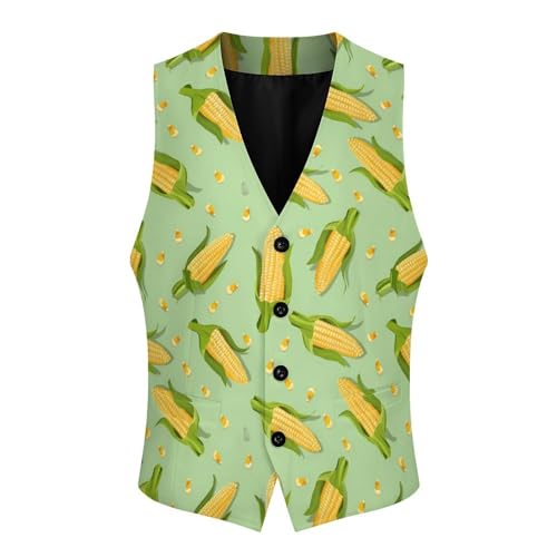 Fresh Corn Men's Suit Vest Waistcoat Vests Formal Dress with 2 Pockets for Business Casual Tuxedo3
