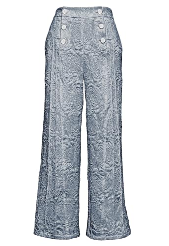 CHIC STAR Womens Embossed Jacquard Pleated Pants L Blue