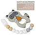 Pacifier Clip TYRY.HU Teething Silicone Beads Soothie Binky Holder Teether Clips for Boys Girls, Baby Registry Shower Gifts, 2 Pack (White, Beige)
