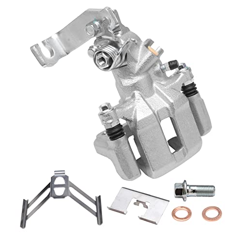 Image of Detroit Axle - Rear Brake Kit for 2003-2007 Honda Accord 2004-2008 Acura TSX Drilled & Slotted Brake Rotors Right Disc Brake Caliper w /Bracket 2005 2006 Replacement [10.24 inch Rotors]
