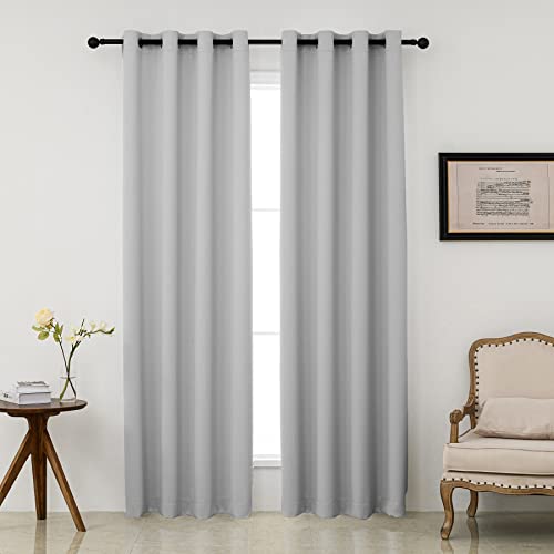 Pickluc Grommet Blackout Curtains 84 Inches Long 2 Panels, Thermal Insulated Drapes for Bedroom, Noise Reduction, Privacy Protection, Light Grey, 52" Wide x 84" Length