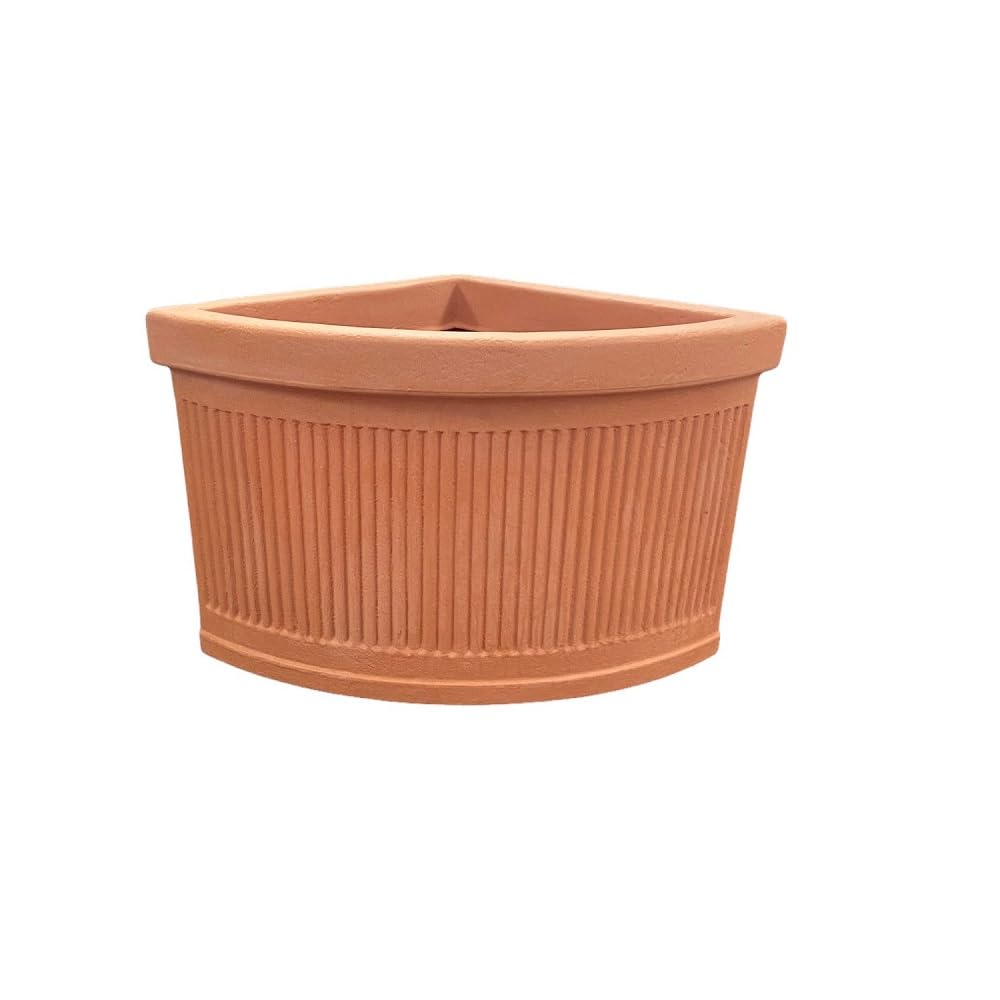Garden Italia Vasi Vaso per piante Angolare millerighe basso FAM Lato 46 cm alt.53 cm in resina colore iMPRUNETA- Made in Italy per esterni e interni - antiurto - leggero