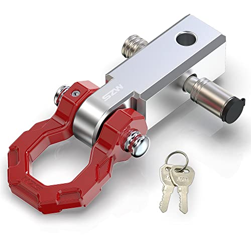 Mzs Shackle Hitch Receiver, 2" X 2" Towing Mount 25,000 Lbs Mbs (11,000 Lbs Wll) With 3/4" D-Ring Shackle And 5/8" Trailer Hitch Lock Pin For Trucks Suv 4X4 Off-Road Vehicles Recovery, Red #TOP20