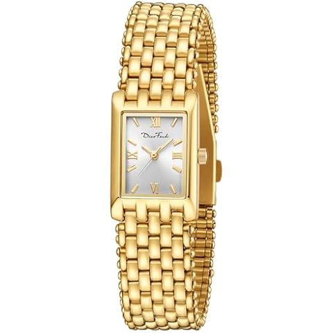 Diaofendi Small Gold Watches for Women Vintage Ladies Quartz Wrist Watches Stainless Steel Band Womens Gold Watch Luxury Bracelet Tools Included (Gold Silver) Cover