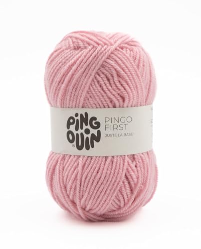 Pingouin - Pelote de Laine Pingo First - Laine à Crocheter et à Tricoter - 100% ACRYLIQUE - Aiguille n°3.5 - Couleur ROSE