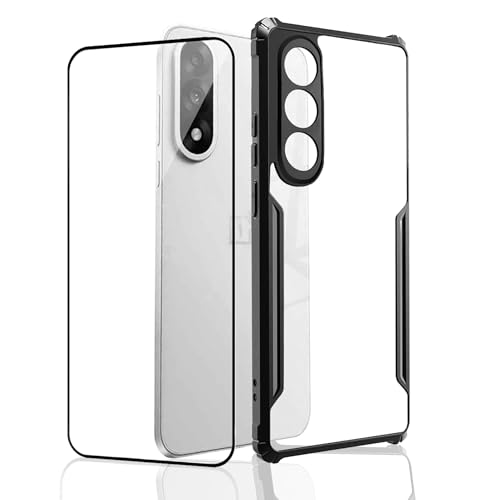 Image of Back Cover Case + Screen Protector for OnePlus Nord 5 5G | Transparent & Black Mobile Phone Back Case Cover for 1 + OnePlus Nord 5 | Camera Protection | One Plus Nord5 5G TPU & PC Black