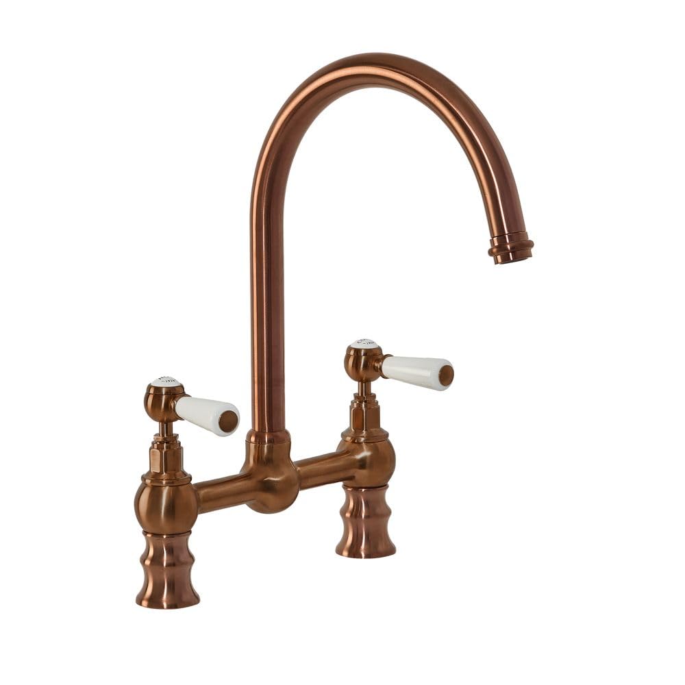 Milano Elizabeth Lever Handle Bridge Kitchen Sink Mixer Tap Swivel Spout - Copper 5059803480736