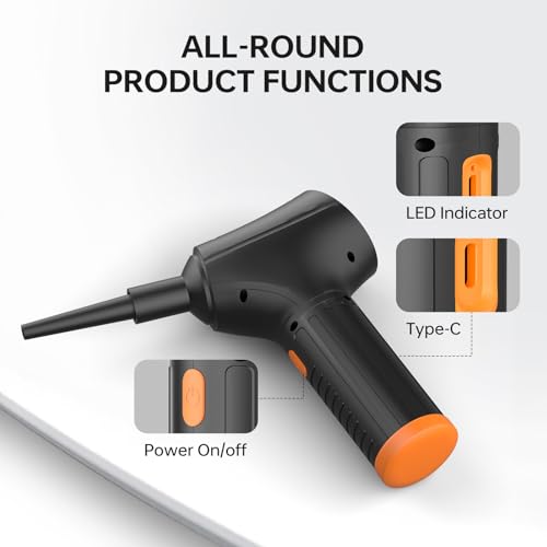 Aire Comprimido Limpieza para PC con 3 Velocidades, Soplador de Polvo Eléctrico Recargable, Ideal para Portátil y Teclado, Reemplaza el Depósito de Aire Comprimido Tipo Air Duster.