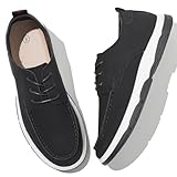 Waluzs Men's Slip on Loafers Fashion Dress Sneake Business Oxfords Boat Shoes Lace Up Comfortable Tennis Shoes Casual Walking Shoes,Black,US11