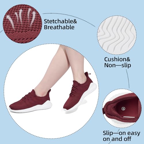 Image of PPQ Womens Slip On Walking Shoes,Memory Foam Lightweight Comfort Casual Workout Shoes,Yoga Or Tennis Or Running Sneakers