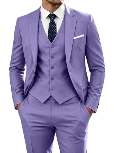 Image of WOMS Men's 3 Piece Suit Slim Fit,Mens Wedding Suit Groom Prom Tuxedo