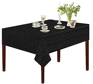 Oasis Home Collection Cotton Z Stripe Square YD 2 Seater Table Cloth (Black , Pack of 1)