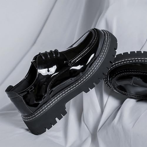 Men's Patent Platform Leather Classic Oxford Shoes Round Toe Lug Sole Non-Slip Lace-Up Business Leather Shoes Fashionable Work Formal Oxfords3