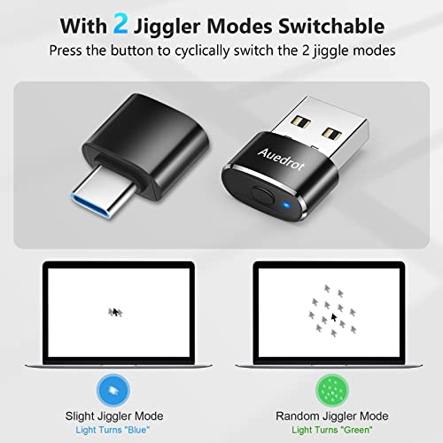 Mouse Jiggler Undetectable Metal Usb Mouse Mover With Switch Button, Automatic Mini Mouse Shaker With 2 Jiggle Modes, Driver-Free, Plug & Play, Keep Computer/Laptop Awake, With Usb-C Adapter, Black #TOP1