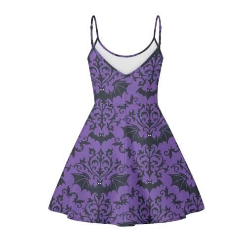 Image of Women's Spaghetti Strap Dress Summer Casual Swing Sundress Girls Beachwear Swing Mini Dress