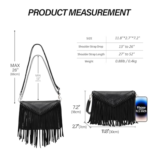 KouLi Buir Tassel Crossbody Purse for Women PU Leather Western Hobo Fringe Handbag Shoulder Bag2