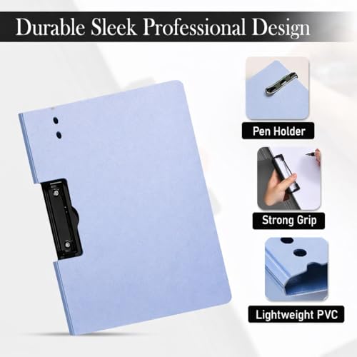 Image of Sumiko A4 Clipboards Pack of 2 | Multi-Functional File Folder Clip Board for Students, Office, Artists & Professionals | Sturdy Writing Pad with Strong Clip - Navy Blue and Sky Blue