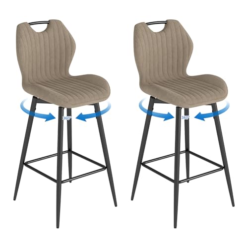 WAFTING Tabourets de Bar Pivotant à 360°, Lot de 2, Hauteur 75cm avec Poignée, Chaise de Bar avec Dossier et Repose-Pieds, pour Cuisine, Salon, Comptoir,...