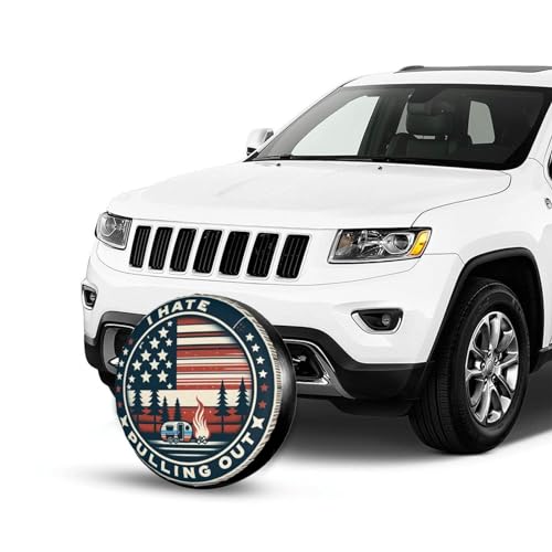 Image of Universal Fit Spare Tire Cover for RV, SUV, and Camper Trailers - Weatherproof Wheel Protector, I Hate Pulling Out Decorative Camper Spare Tire Cover 14 in