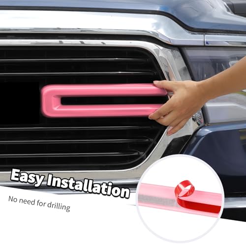 Image of Jimen Compatible with Dodge Ram 2018-2025, 2PCS Front Grille Cover Exterior Trim Accessories (Pink)