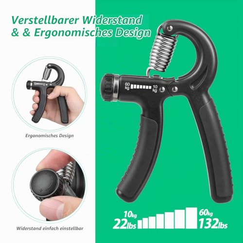 NIYIKOW Handtrainer Unterarmtrainer, Einstellbarer Widerstand 10-60kg, Grip Griffkraft Trainer, Fingertrainer… – Ansicht 4