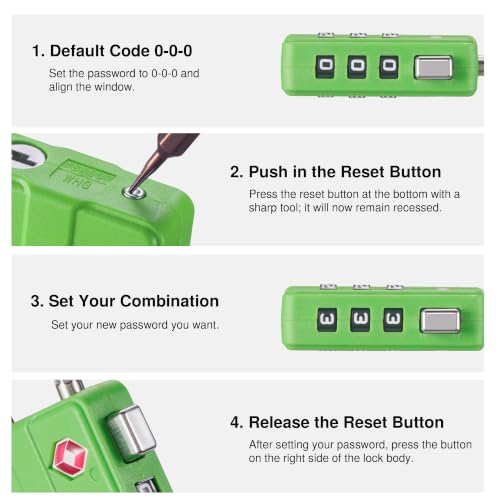 Image of Puroma 4 Pack TSA Locks for Luggage Lightweight 4-Digit Code Padlock Green