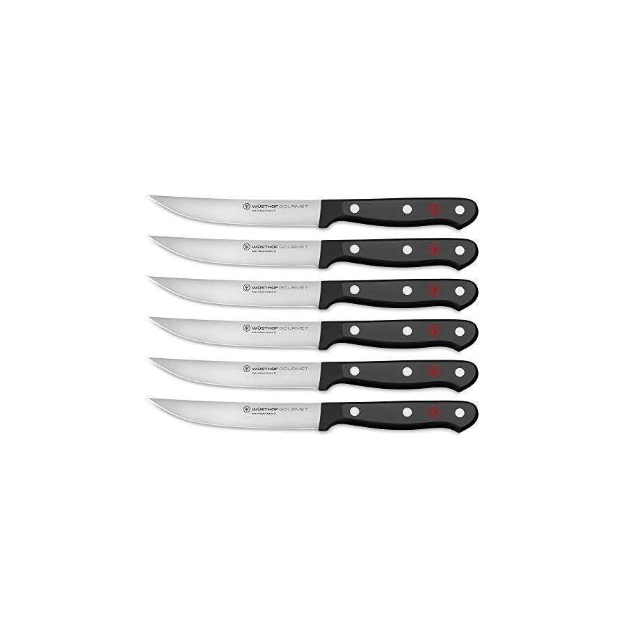 WÜSTHOF Gourmet 6-Piece Steak Knife Set, Black