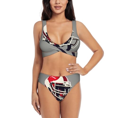 Maillot de bain 2 pièces ventre plat avec imprimé football américain pour sublimer vos formes