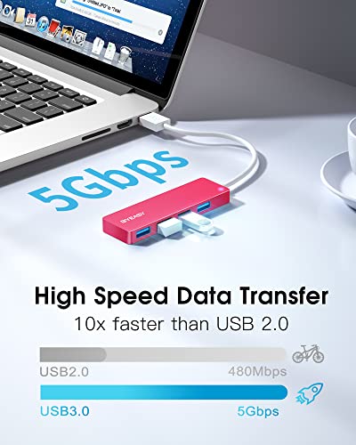 USB Hub, BYEASY 4 Port USB 3.0 Hub, Ultra Slim Portable Data Hub Applicable for iMac Pro MacBook Air, Mac Mini/Pro - Image 3