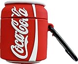 Thick Soft Silicone Cocacola Can Shaped Case with Bag Belt Hook for Apple Airpods 1 2 Red White...