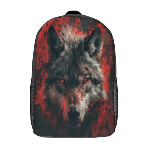 Sac à dos enfants Grey Wolves 3D avec sac à déjeuner pour garçons et filles 17 pouces
