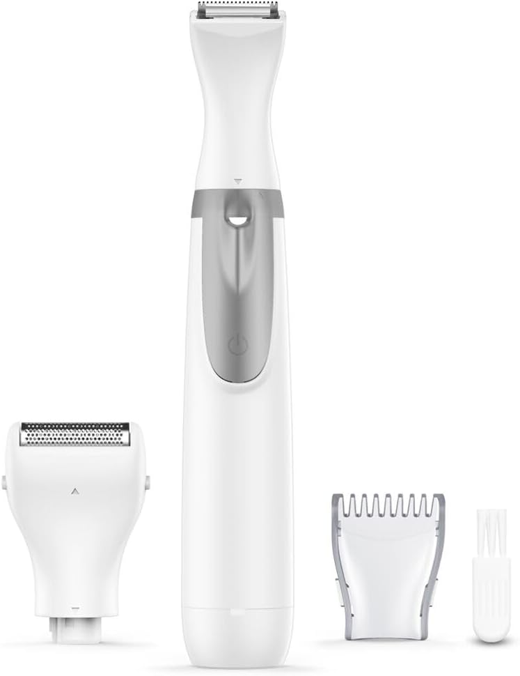 004脱毛US04 Bikini Trimmer, Funstant Electric Razor for Women with Comb, Cordless Safe Hair Trimmer Floating Foil for Dry Use, Battery Operated Personal Shaver for Lady Girl, Pubic Hair