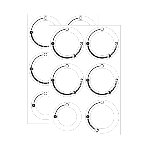 Image of 6 Large Grill Burner Dial Labels markings, Gas Grill knob stove flame indicator decal Replacement Sticker (Pack of 2 Black Print ON Clear)