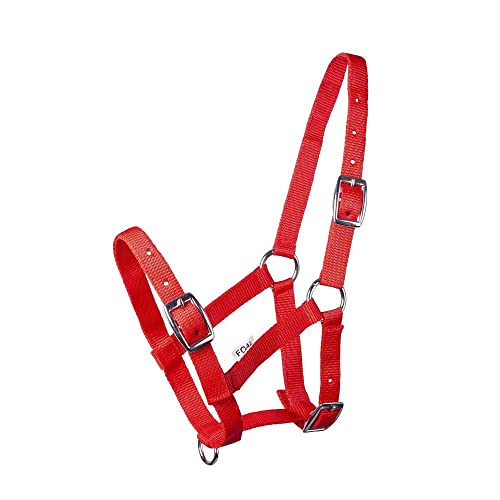 Start ILoveMyMini Reithalfter für Fohlen, verstellbar an Kinn- & Genickstück Fohlenhalfter, Halfter für Fohlen - Halfter für Mini Shetty Halfter für Holzpferd (Rot, Foal)