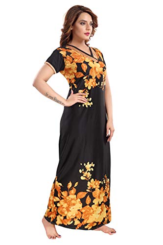 Image of Fabme Women's Satin Floor Length Night Dress Nighty