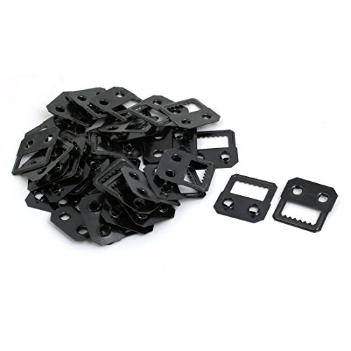 Image of uxcell Album Photo Frame Picture Metal Self Fix Sawtooth Two Holes Hanger Black 40pcs
