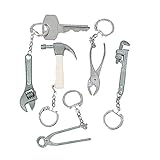 Fun Express Mini Tool Key Chains - Set of 12 Metal Novelty Key Chains - Party Favors and Giveaways