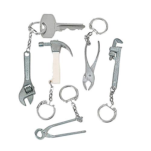 Mini Tool Key Chains - Set of 12 metal novelty key chains - Party Favors and Giveaways