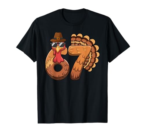 Funny 67 Turkey Thanksgiving Six Seven Shirts Boys 6 7 Meme T-Shirt