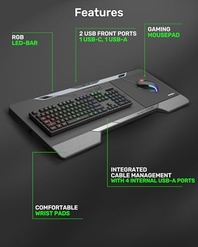 Image of Couchmaster Lapboard with HORIZONLIGHT RGB Bar, Ultimate Ergonomic USB-Hub Gaming Lap Board for Couch and Bed, Large, Stable and Compatible with All Keyboards and Mice, Laptops, PCs, PS4 /5, Xbox